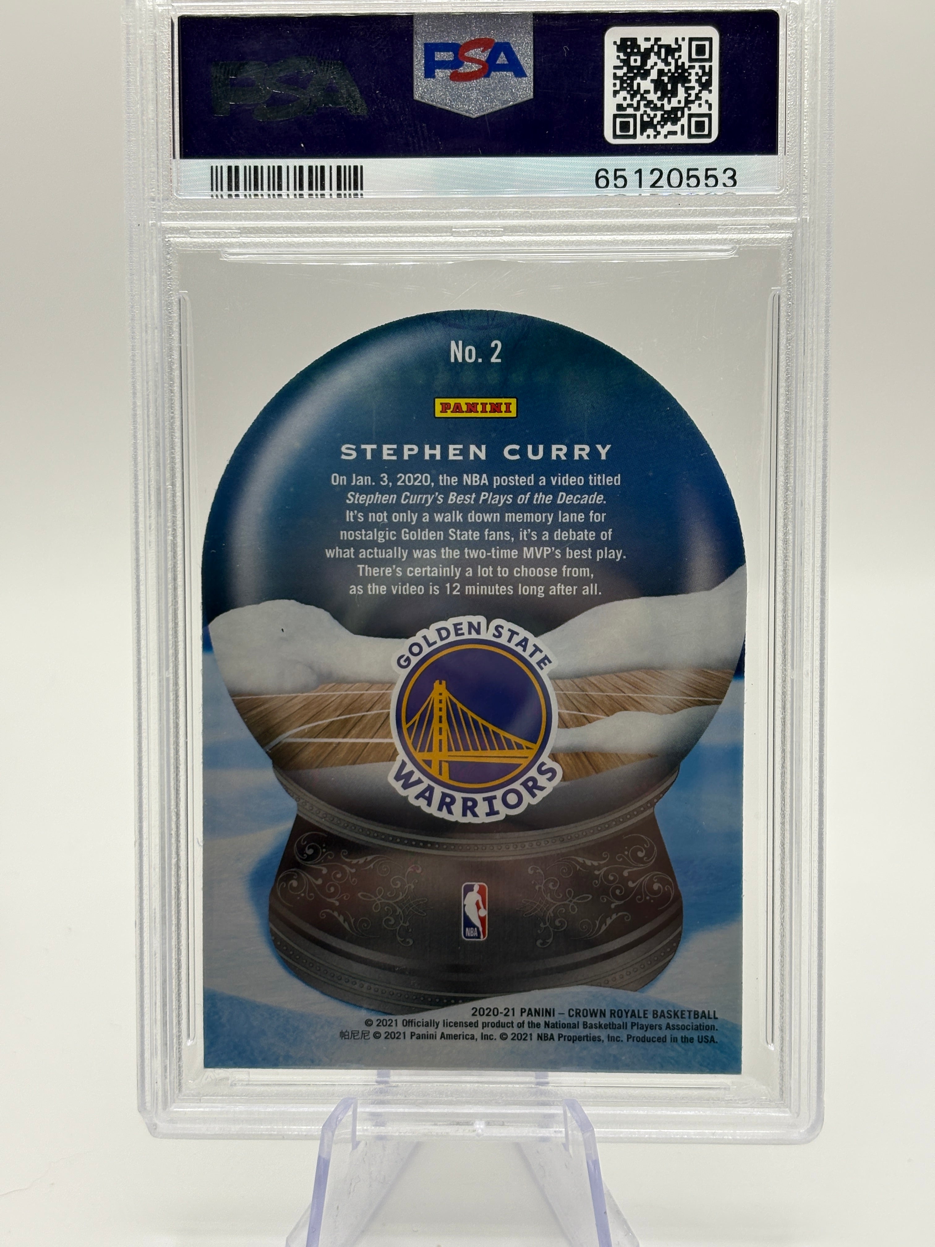 2020-21 Panini Crown Royale Stephen Curry Sno Globe Asia Red #2 Warriors PSA 9 FRENLY BRICKS - Open 7 Days